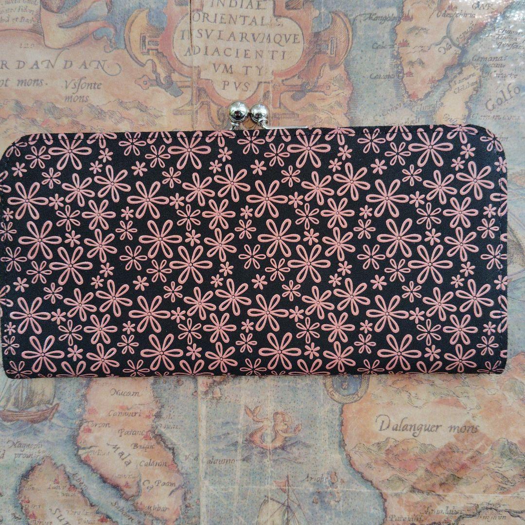 甲州印伝　印傳屋　長財布　雪割草柄　がま口タイプ