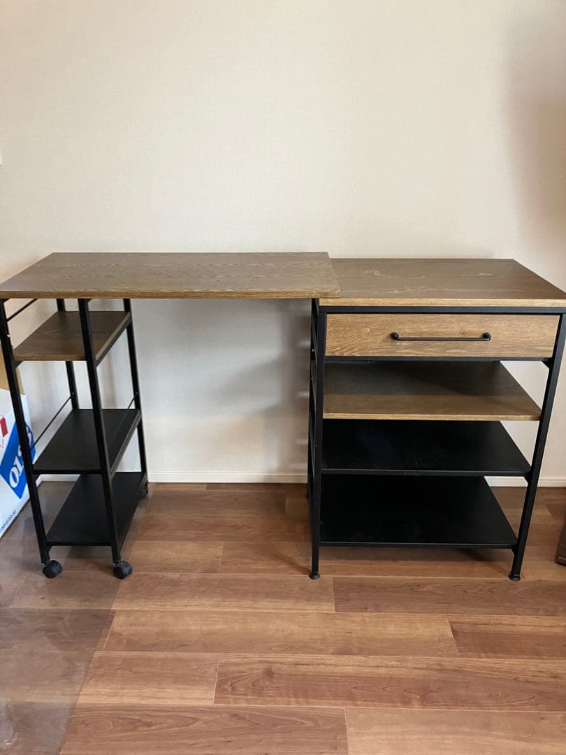 伸縮式キッチンカウンター 木目調 LOWYA