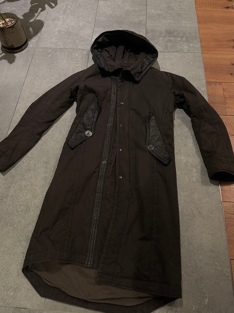 【メーコブ】JULIUS ユリウス レザー切替 ハイネック モッズコート