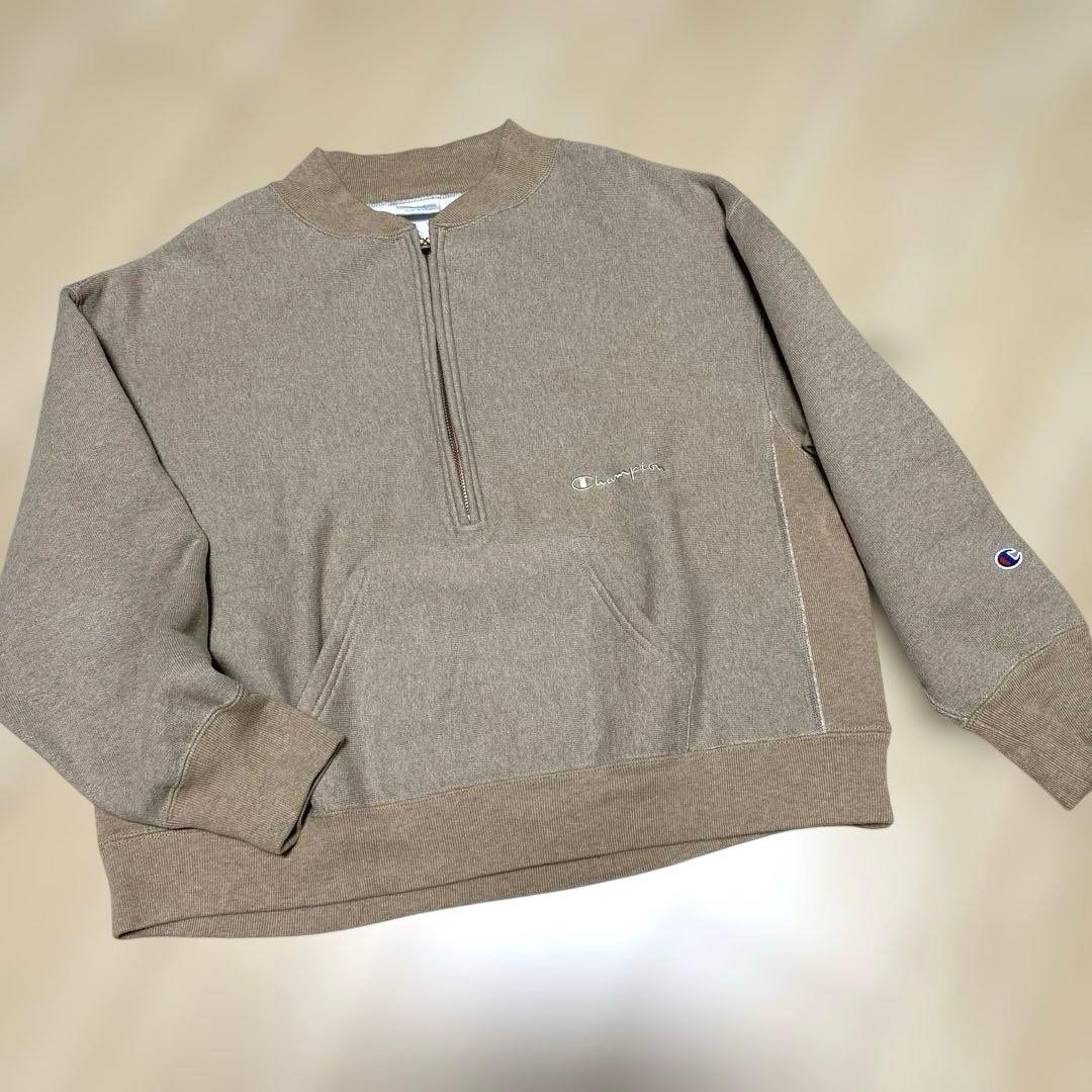 FRAMeWORK 別注championハーフジップリバースウィーブ ベージュ