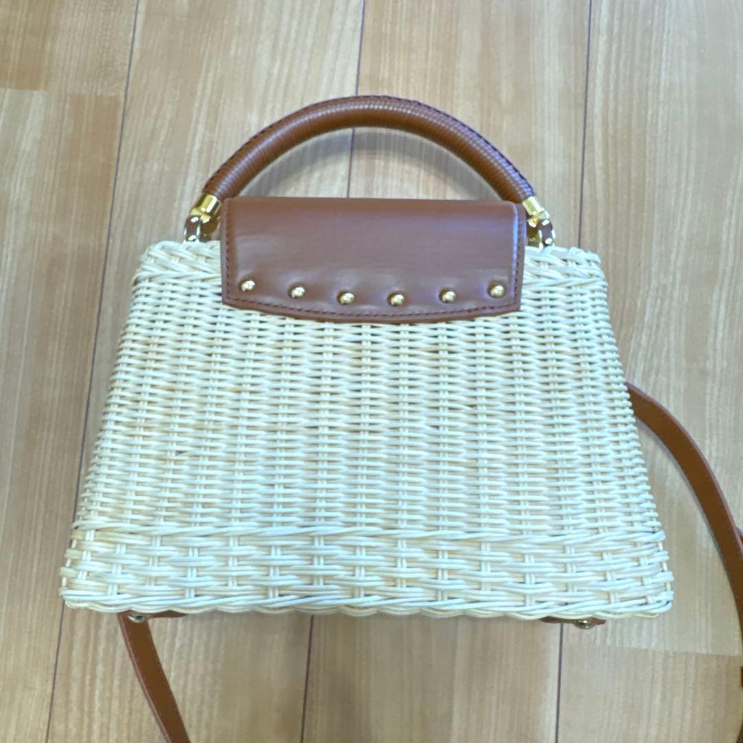 もこ　ルイヴィトン カプシーヌ BB ラタン　カゴバッグ