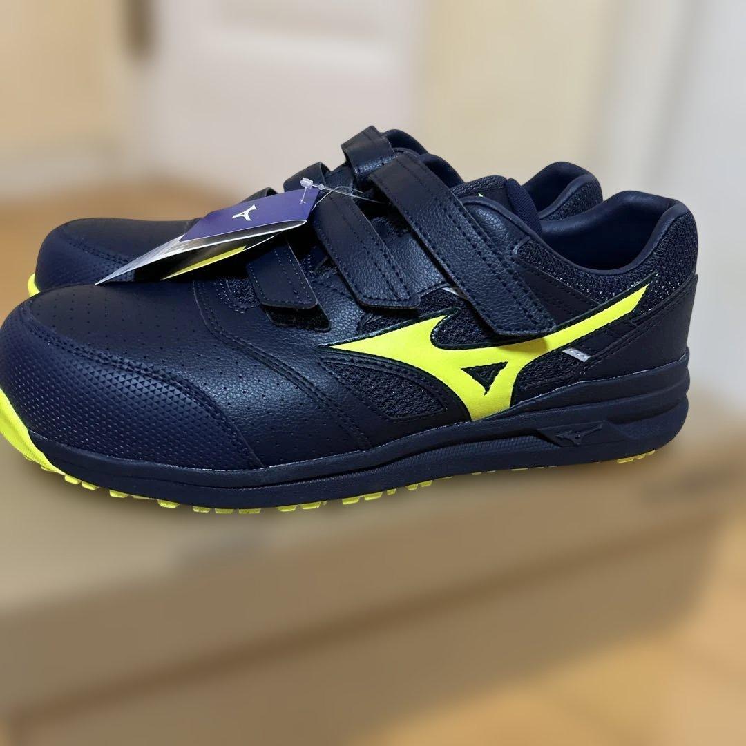 Mizuno 安全靴 ネイビー/イエロー ベルトタイプ