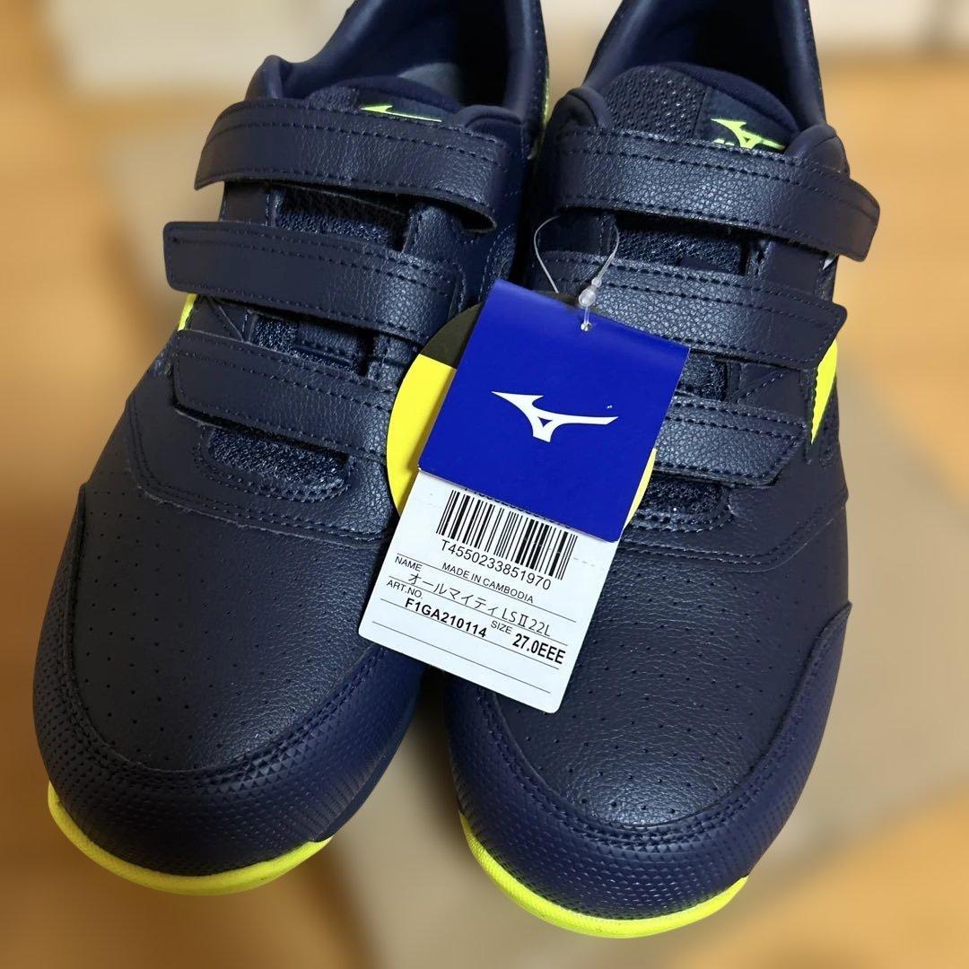 Mizuno 安全靴 ネイビー/イエロー ベルトタイプ