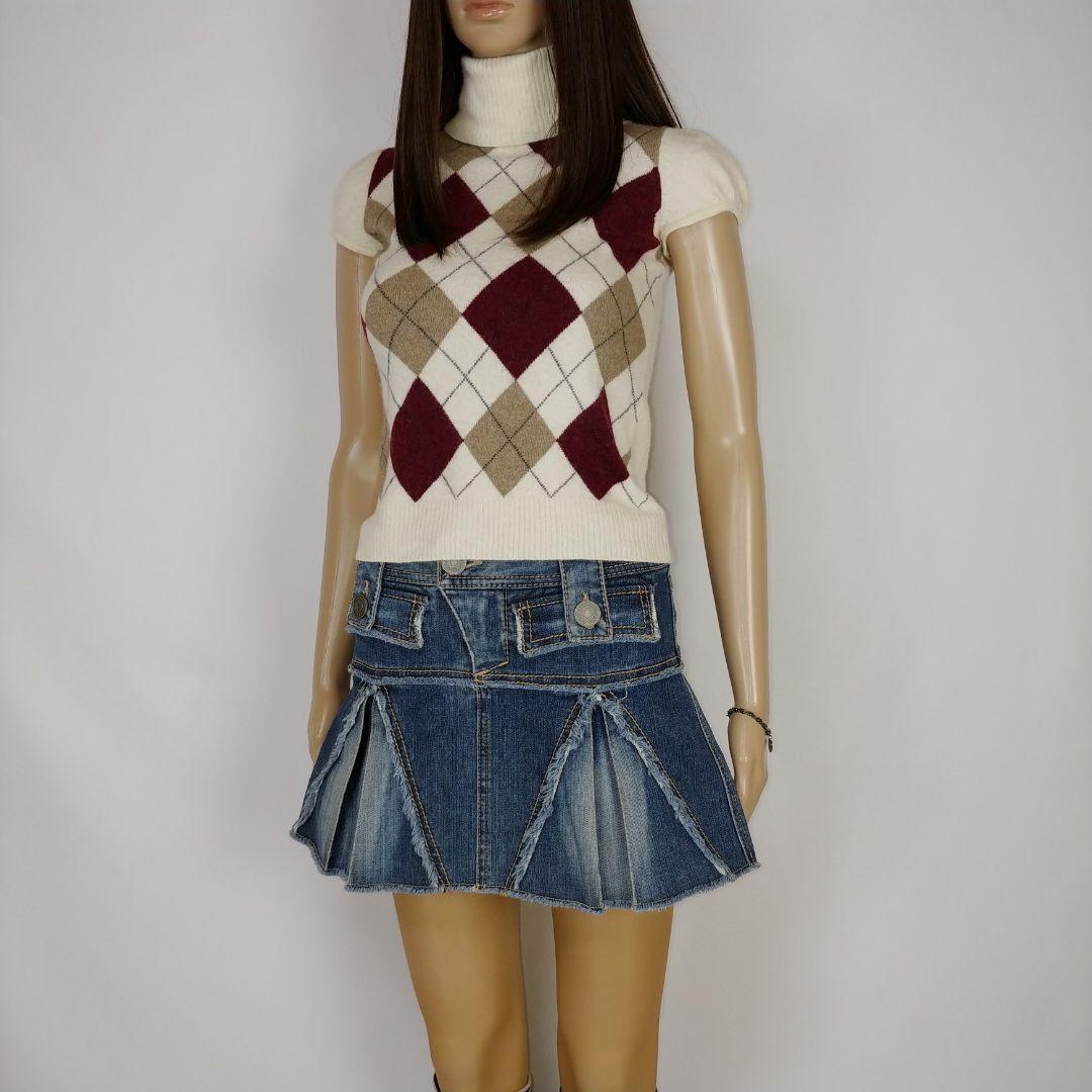 バーバリーブルーレーベル ボックスプリーツ テニムミニスカート