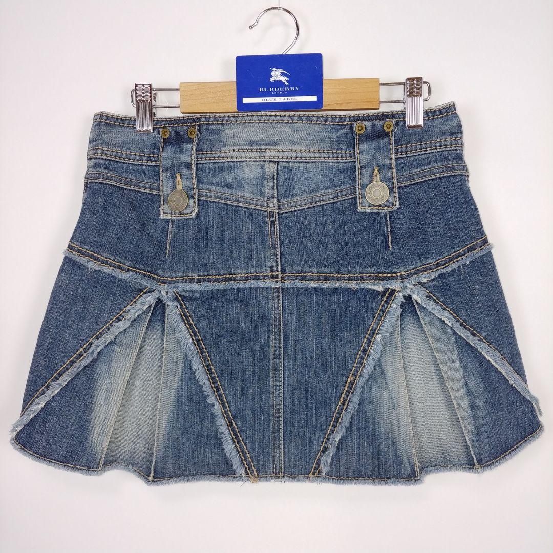 バーバリーブルーレーベル ボックスプリーツ テニムミニスカート