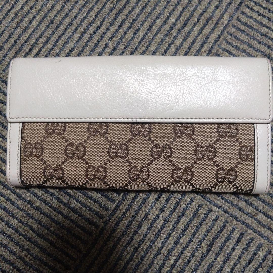 GUCCI グッチ 長財布 GGキャンバス Gロゴ金具 ホワイト ベージュ
