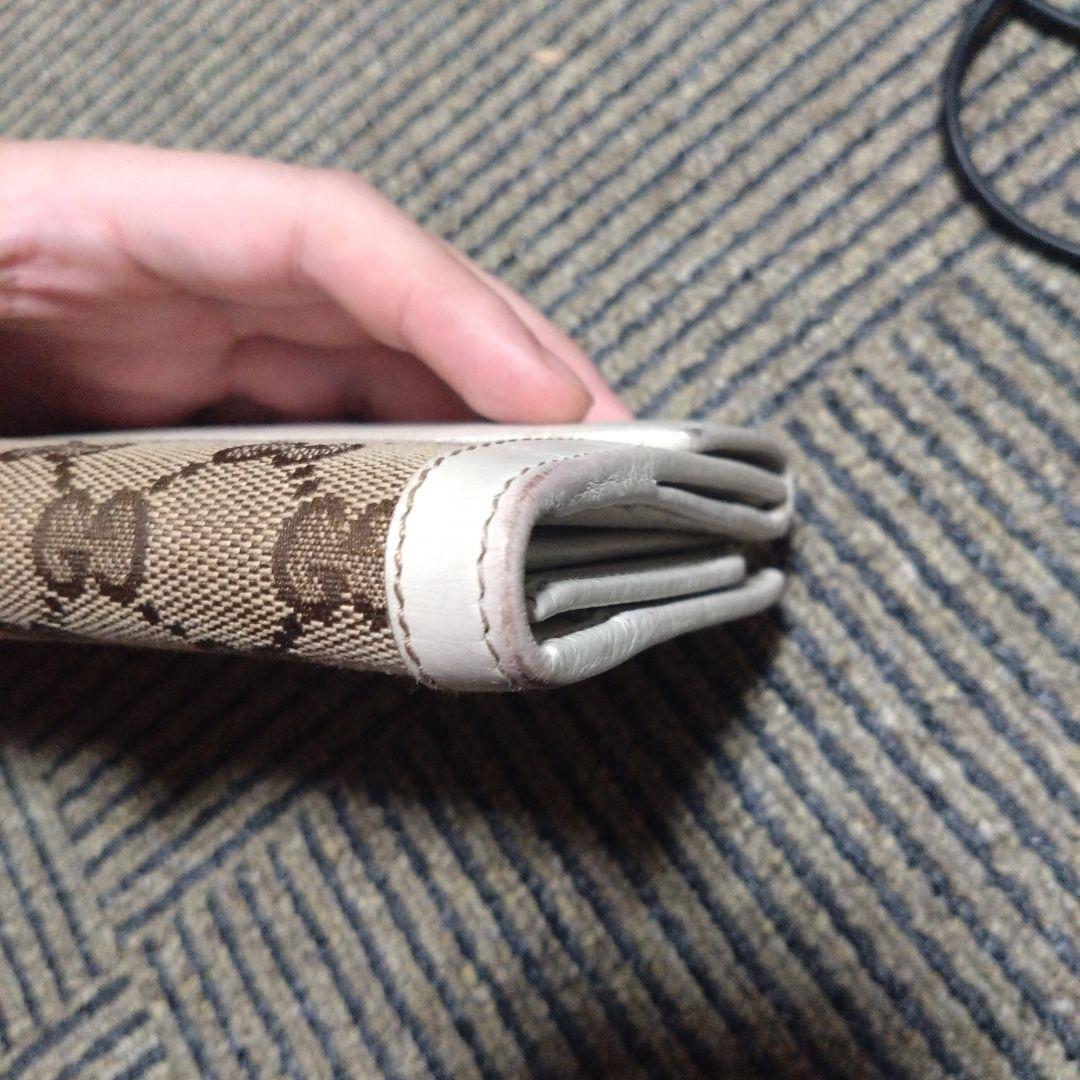 GUCCI グッチ 長財布 GGキャンバス Gロゴ金具 ホワイト ベージュ