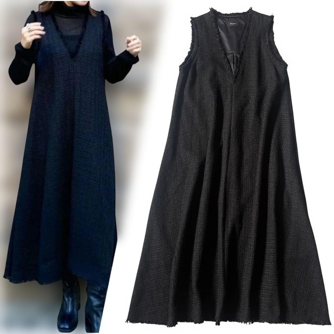 2023✨グレースコンチネンタル ロングワンピース ツイードフレアワンピース M