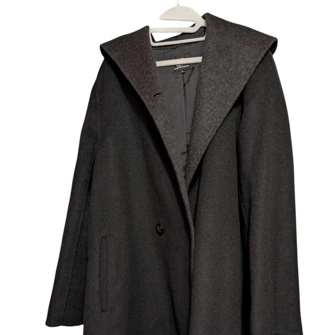 極美品　大きいサイズ　オンワード樫山　フーデッドコート　アンゴラ混　48