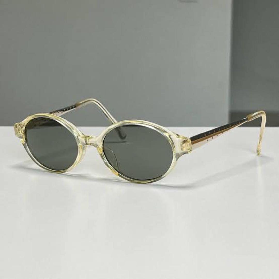 issey miyake オーバル型クリアフレームサングラス