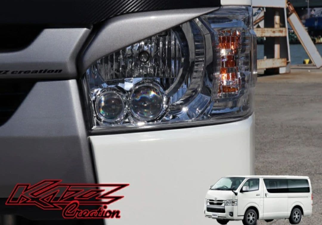 200系ハイエース4-8型バッドフェイスアイライン　　パールホワイト塗装済み