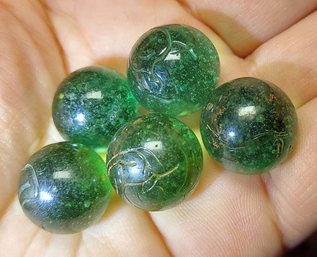 戦前 シワ 茶筋 気泡入り ビー玉 800個以上 ロート目薬木箱入り