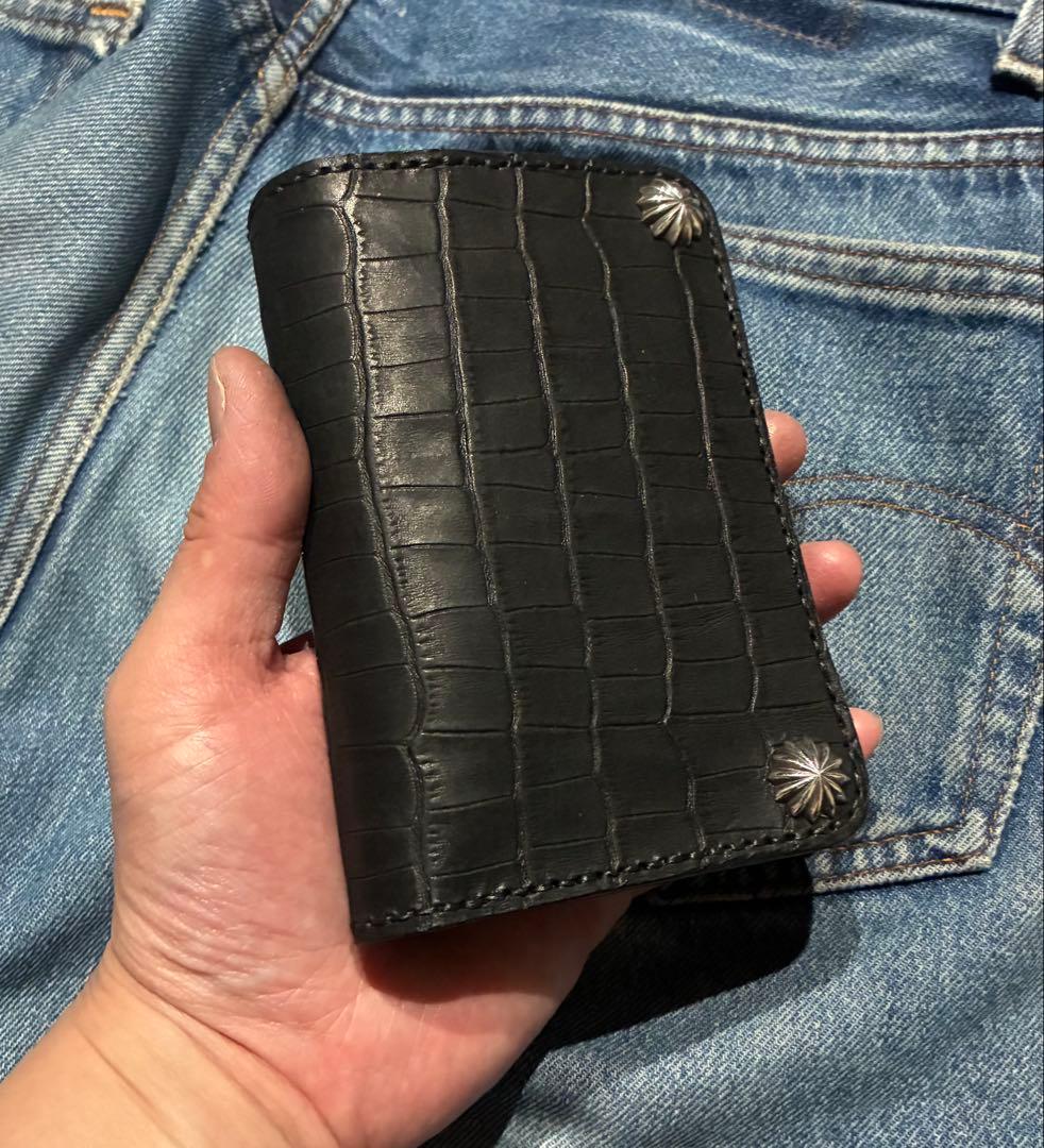 トラッカーウォレット　ミドル　姫路レザークロコ　　型押し　※即納