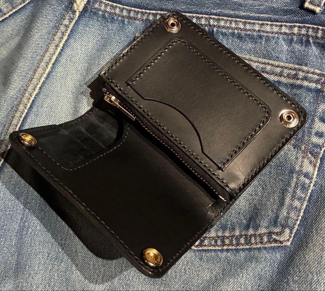 トラッカーウォレット　ミドル　姫路レザークロコ　　型押し　※即納