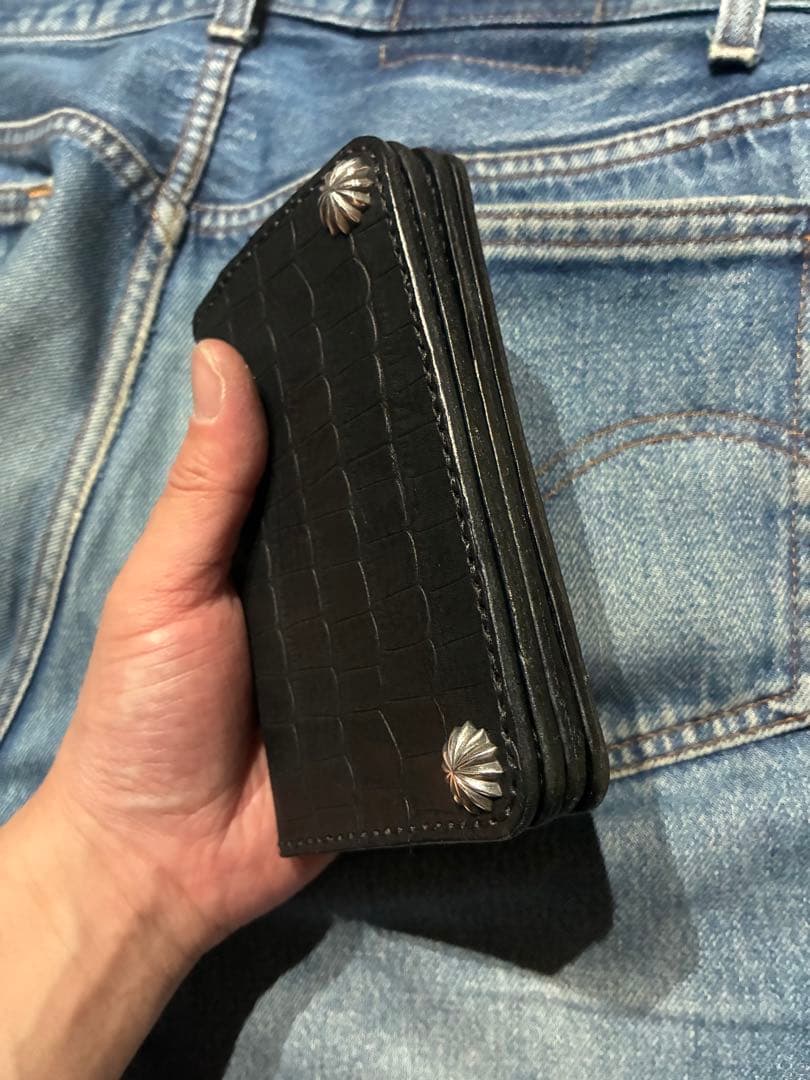 トラッカーウォレット　ミドル　姫路レザークロコ　　型押し　※即納