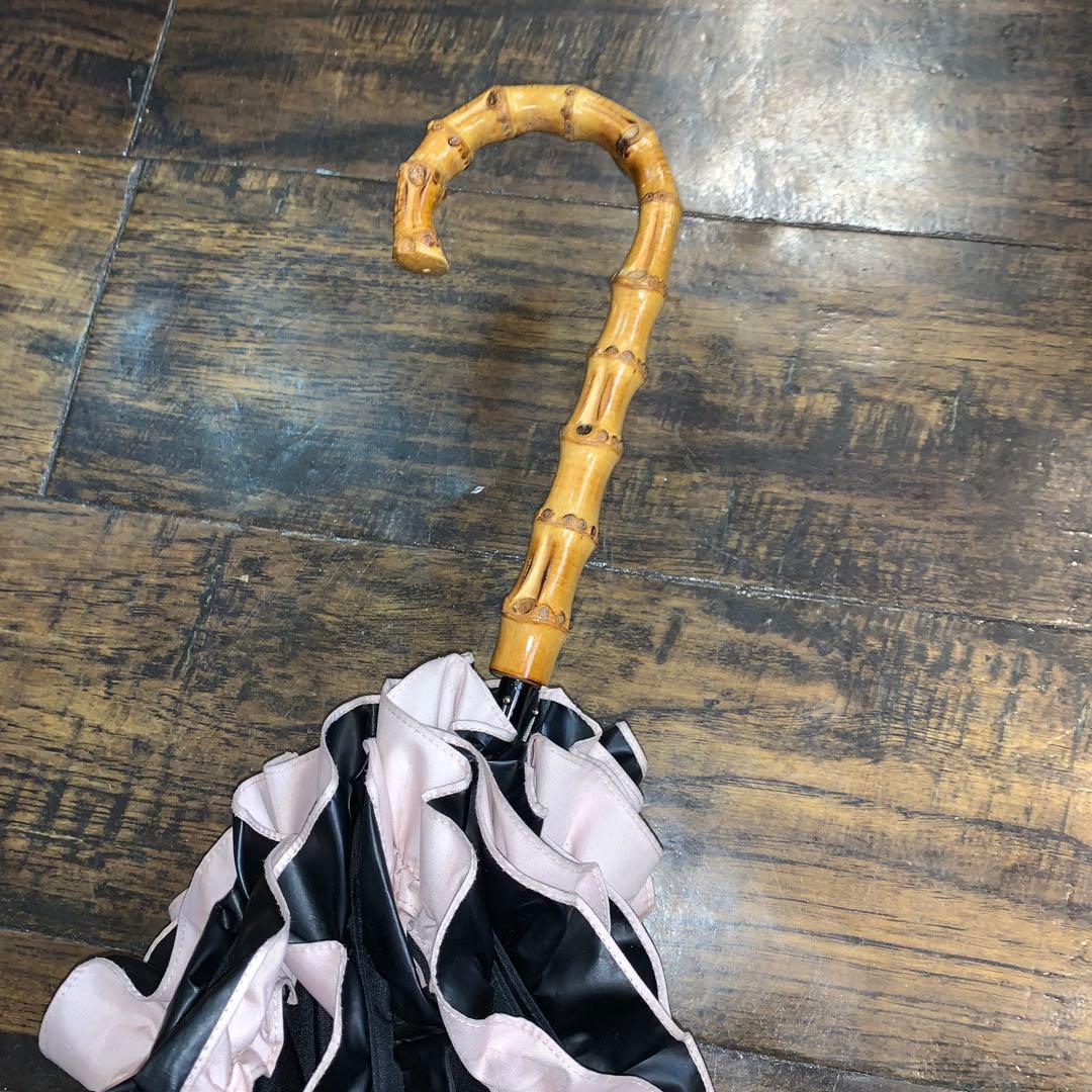 芦屋ロサブラン 日傘 フリル ピンク×ブラック Rose Blanc