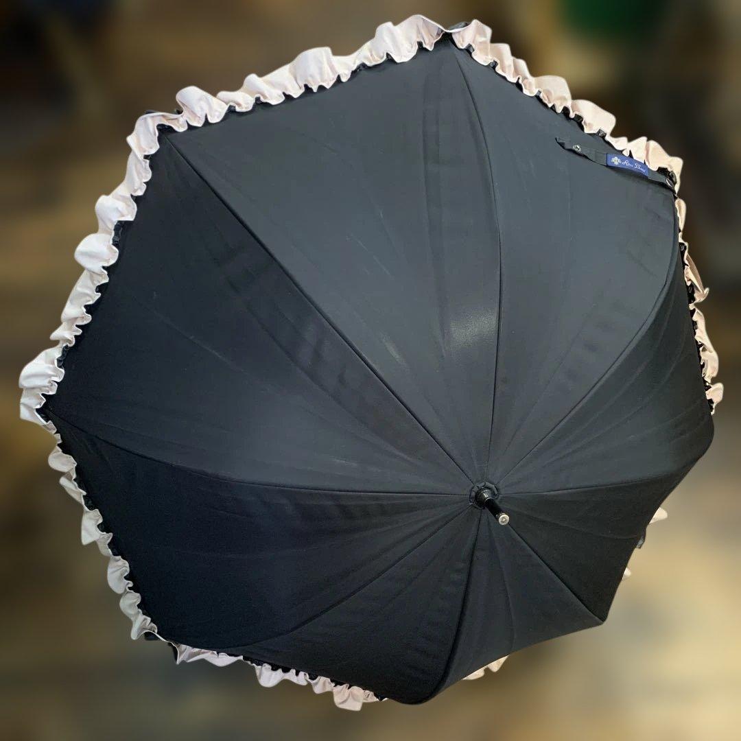 芦屋ロサブラン 日傘 フリル ピンク×ブラック Rose Blanc