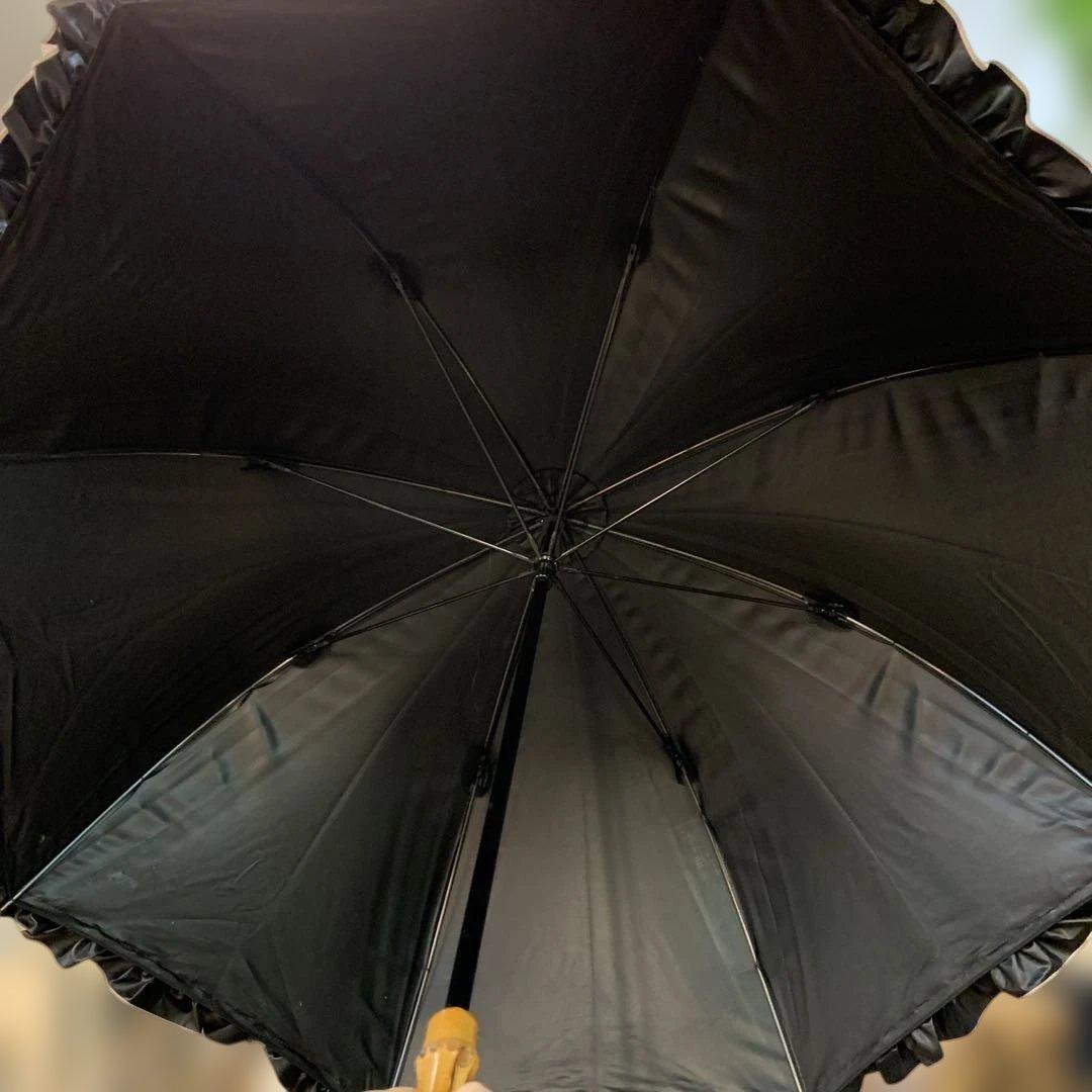 芦屋ロサブラン 日傘 フリル ピンク×ブラック Rose Blanc