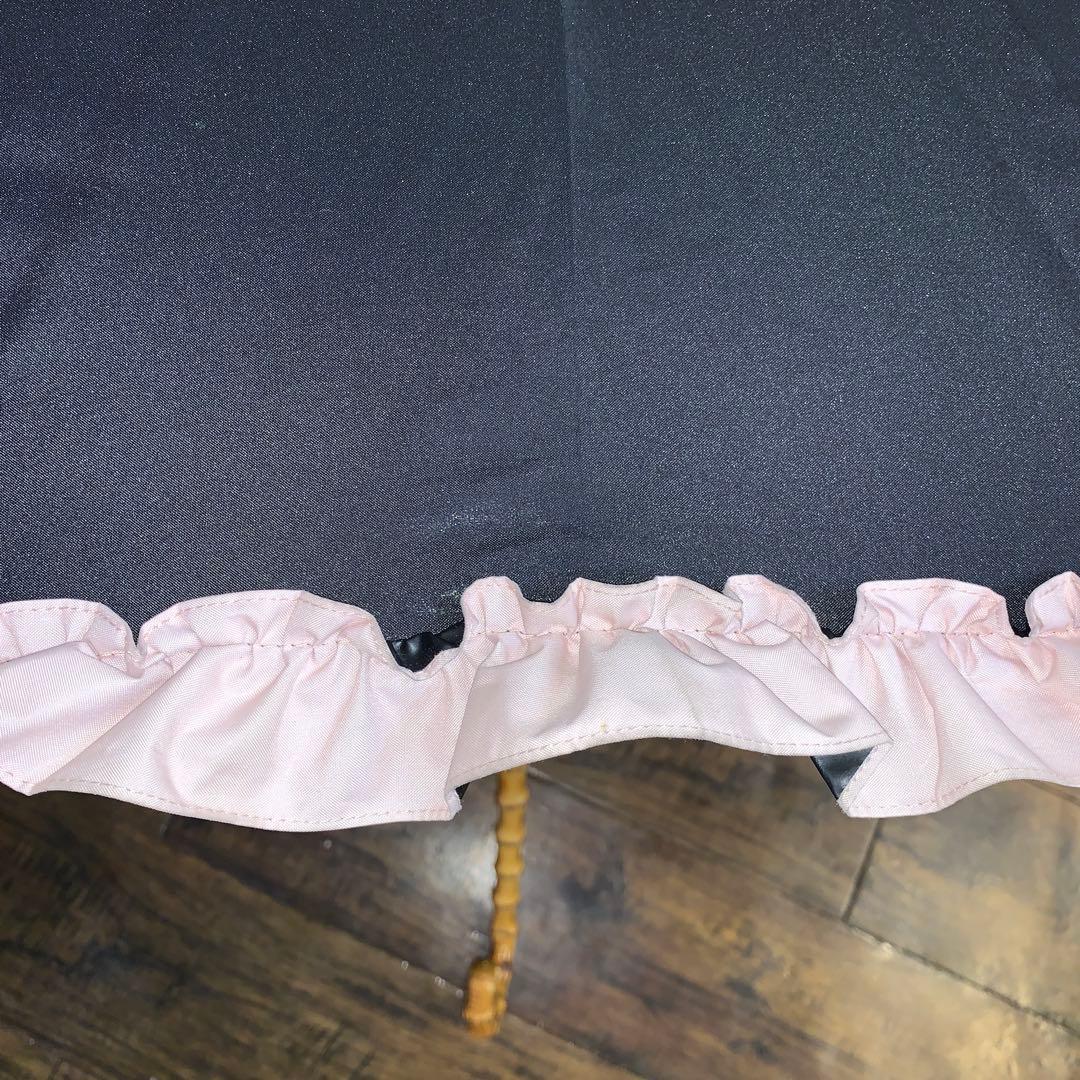 芦屋ロサブラン 日傘 フリル ピンク×ブラック Rose Blanc