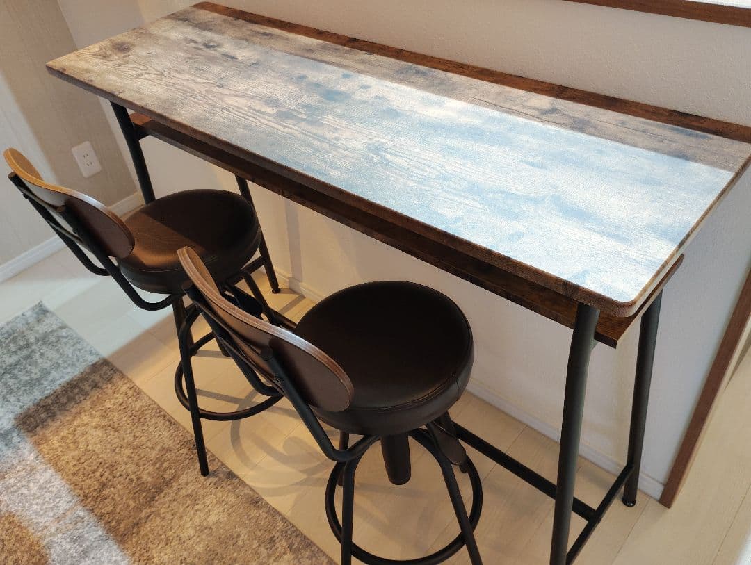 カウンターテーブル カウンターチェア2脚 美品 引取限定