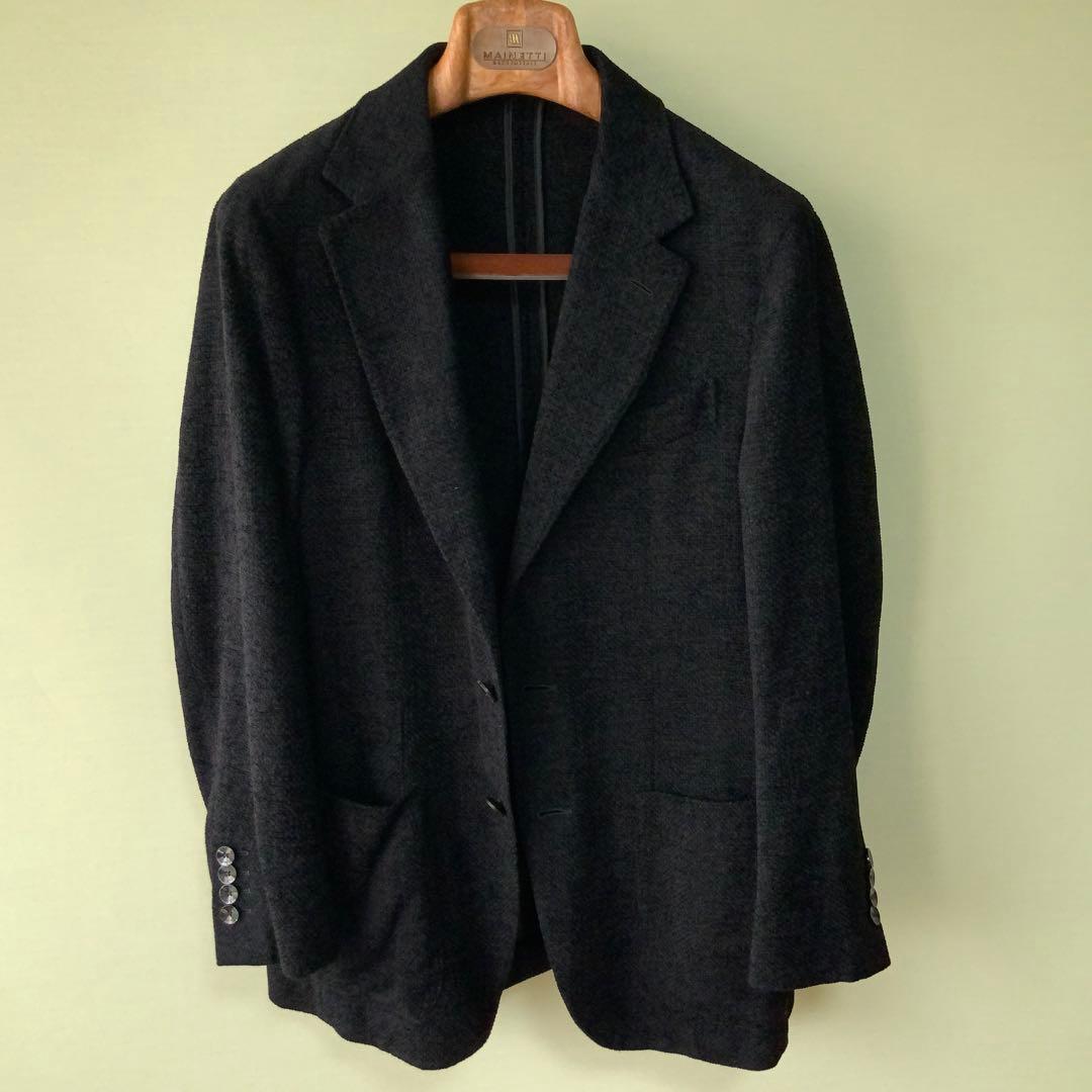 CARUSO カルーゾ Butterfly シルクジャケット46 黒 伊製 美品