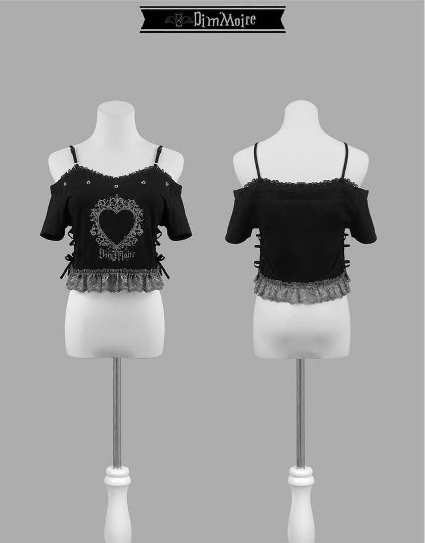 Dim Moire キャミオフショルT【black】