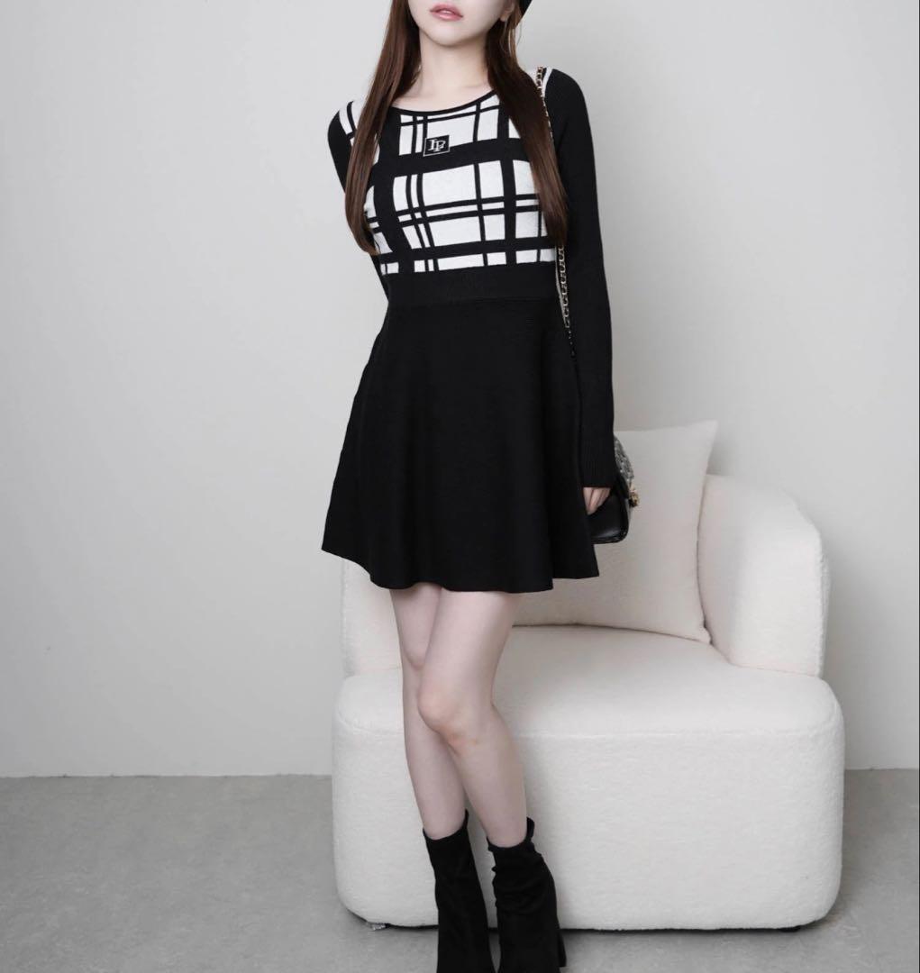 LIP SERVICE LPチェックフレアニットワンピース