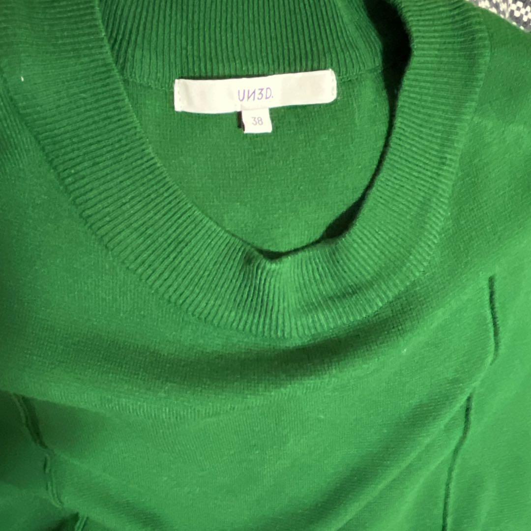 【極美品】UN3D. アンスリード2way ニットワンピース ロング グリーンM