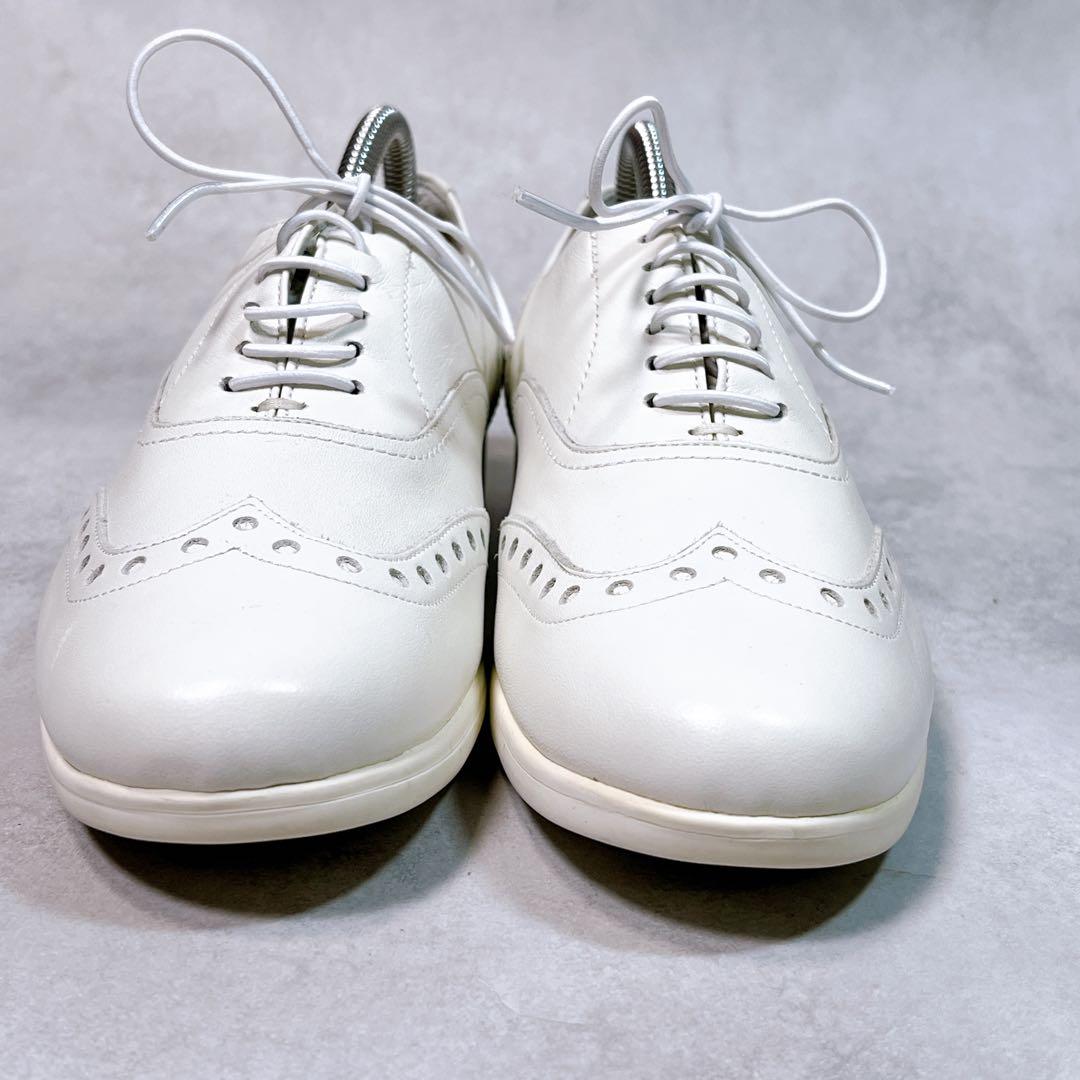 美品【ショセ】トラベルシューズ 37 TR-004 ウィングチップ　ビブラム 白