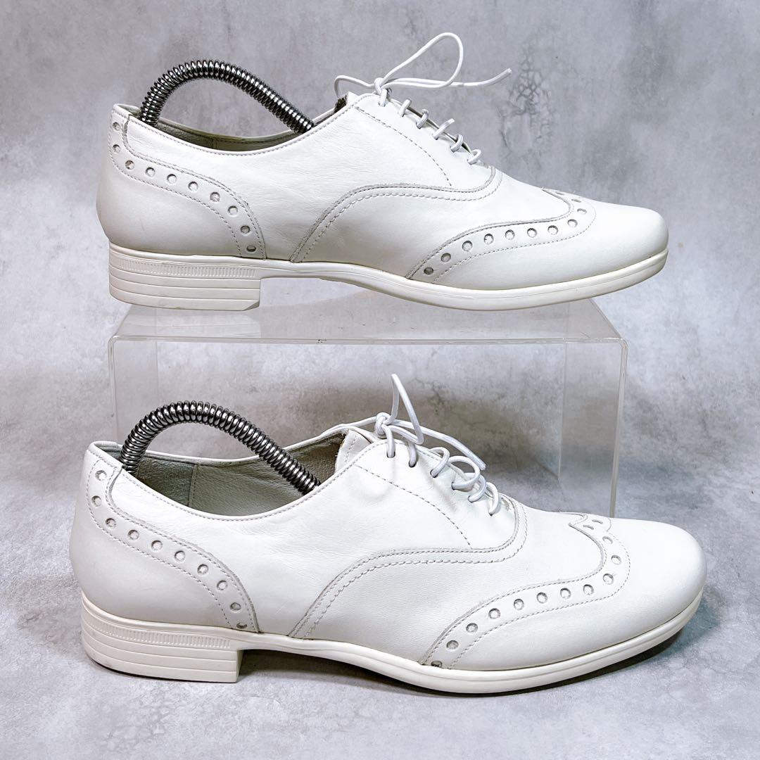 美品【ショセ】トラベルシューズ 37 TR-004 ウィングチップ　ビブラム 白