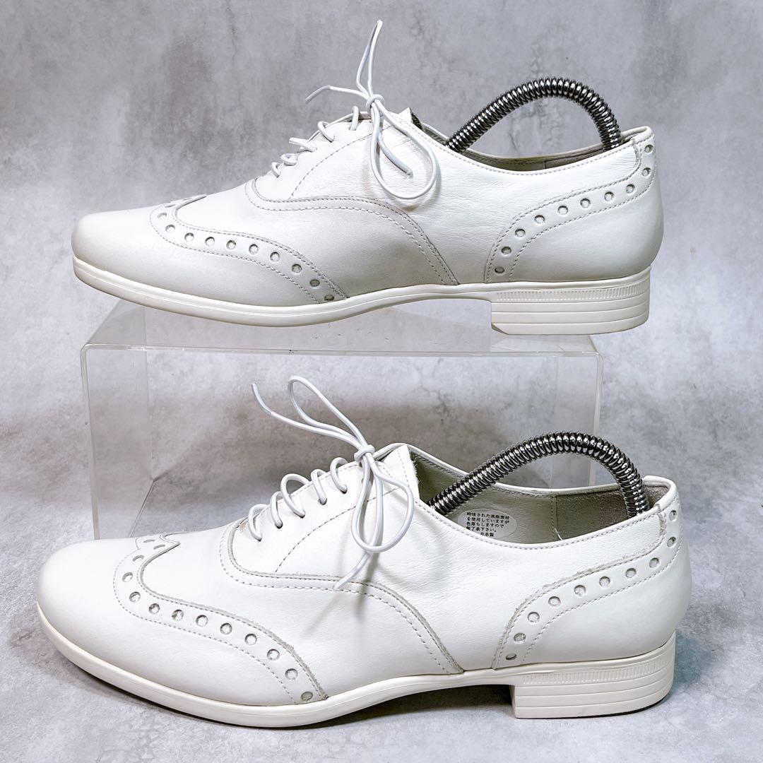 美品【ショセ】トラベルシューズ 37 TR-004 ウィングチップ　ビブラム 白