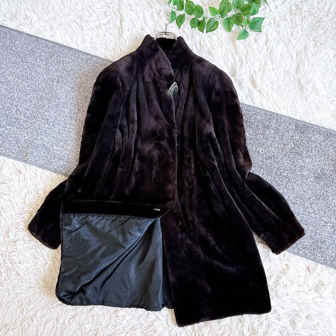 オールド　ジバンシー　サガミンク　シェアード　ロングファーコート　毛皮　ブラウン