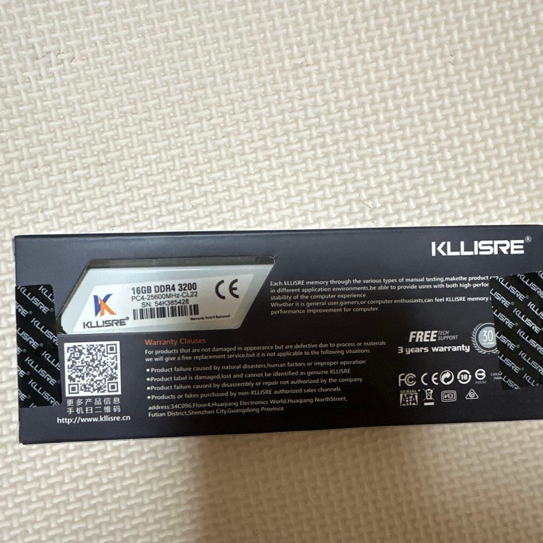 KLLISRE RAM DDR4 16GB 3200MHz 新品未開封