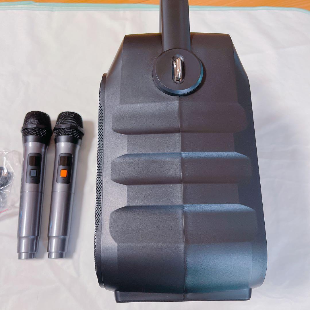 特価❗️カラオケセット 拡声器 スピーカーセット 家庭用 ワイヤレスマイク ２本付