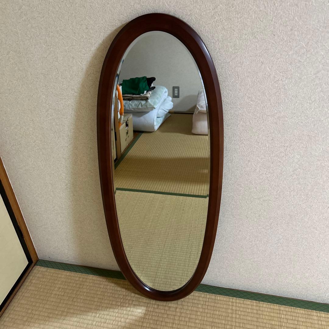 きなこ♪コメントの返信は必ず下さい専用！カリモク家具 姿見ミラー オーバル