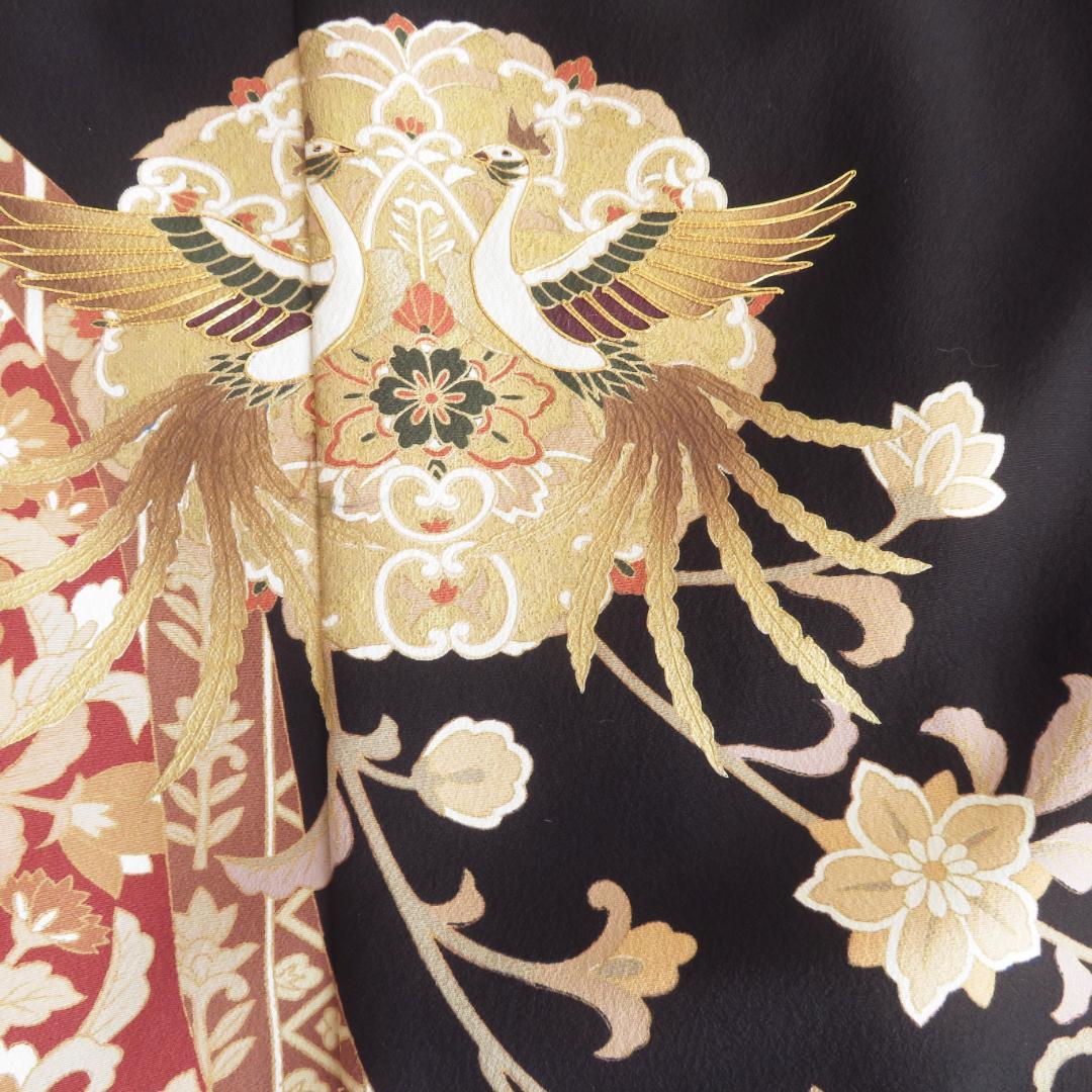 【Hosako Yanai】ワンピース＆ボレロ　黒留袖　鳳凰絵皿枝花文