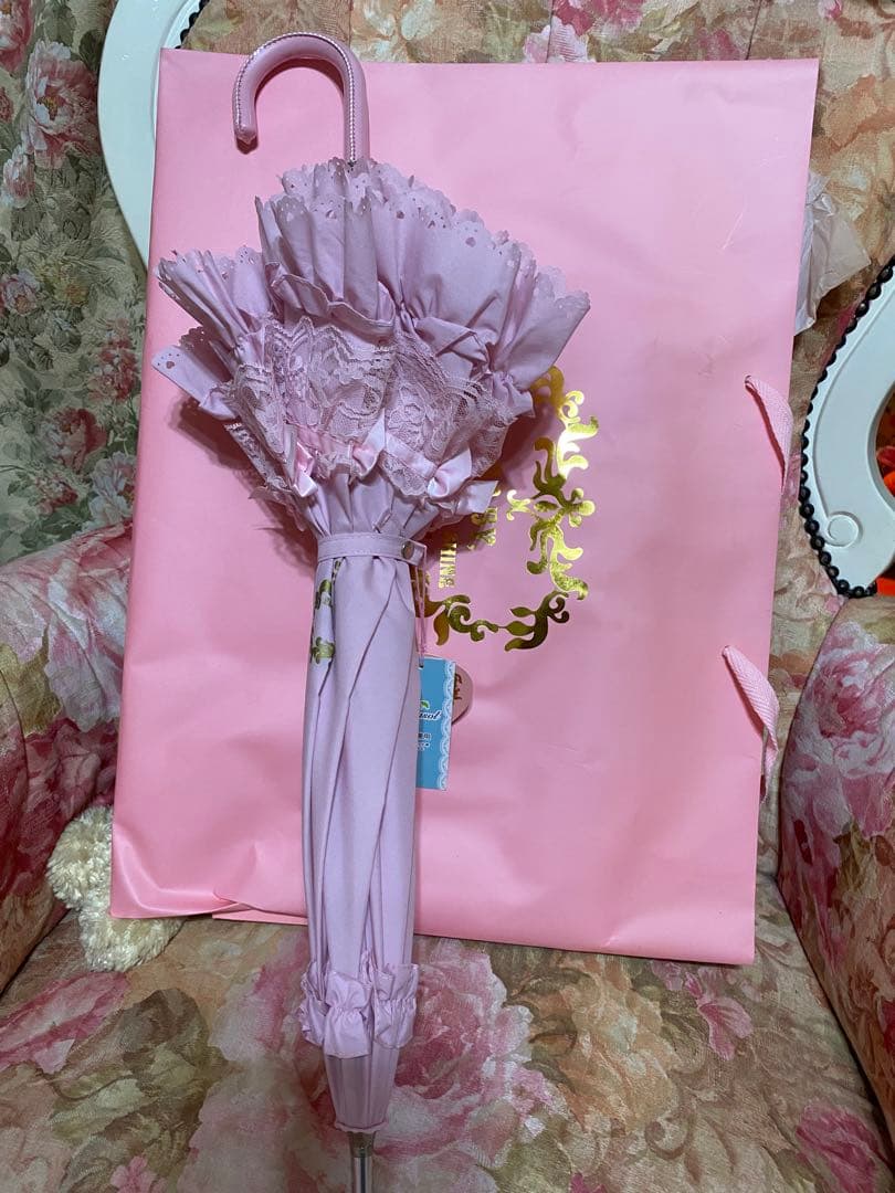 ♬.*゜新品BABY THESTARSフリフリ❤️ピンク 日傘 レース付き