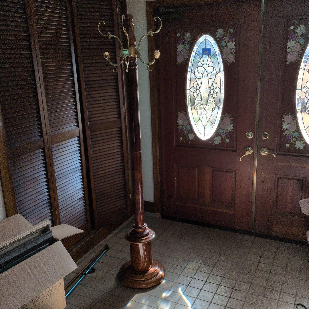 木製コートハンガー ブラウン 6フック