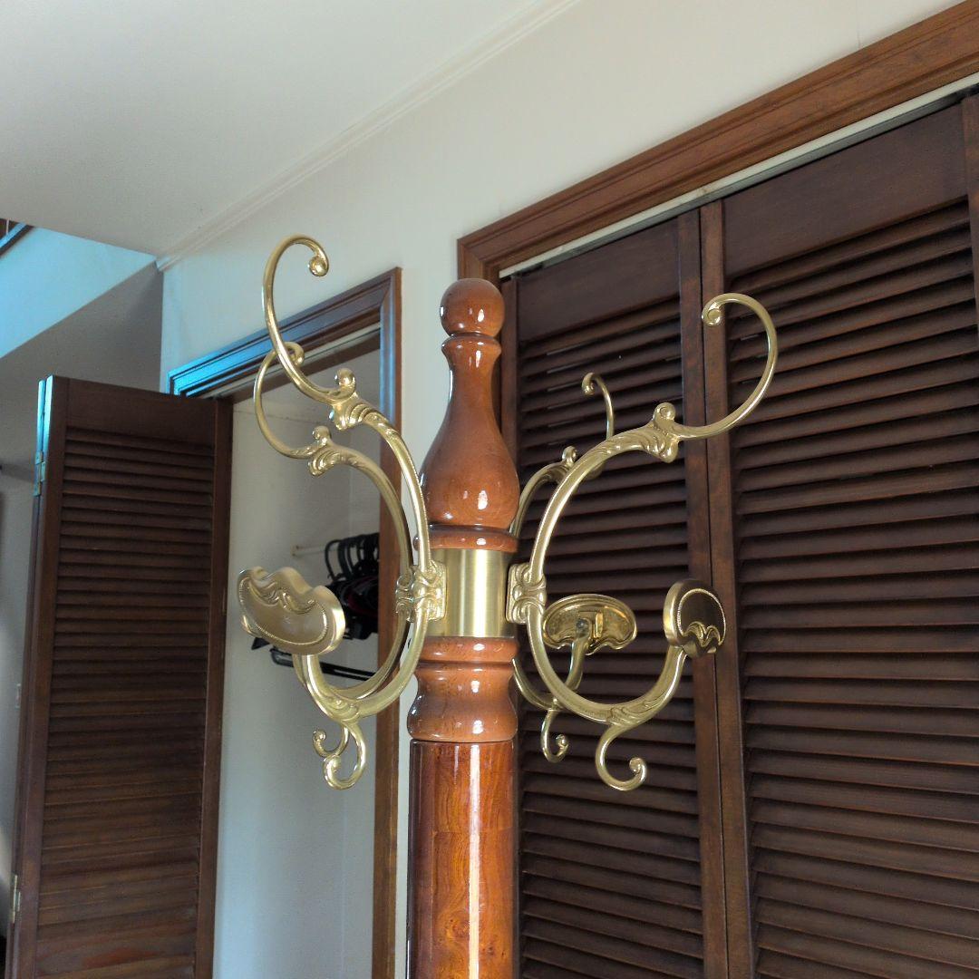 木製コートハンガー ブラウン 6フック