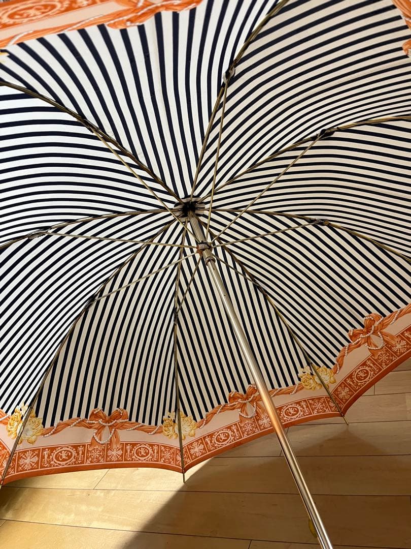 Christian Dior 旧ロゴ総柄　ストライプと花柄の長傘