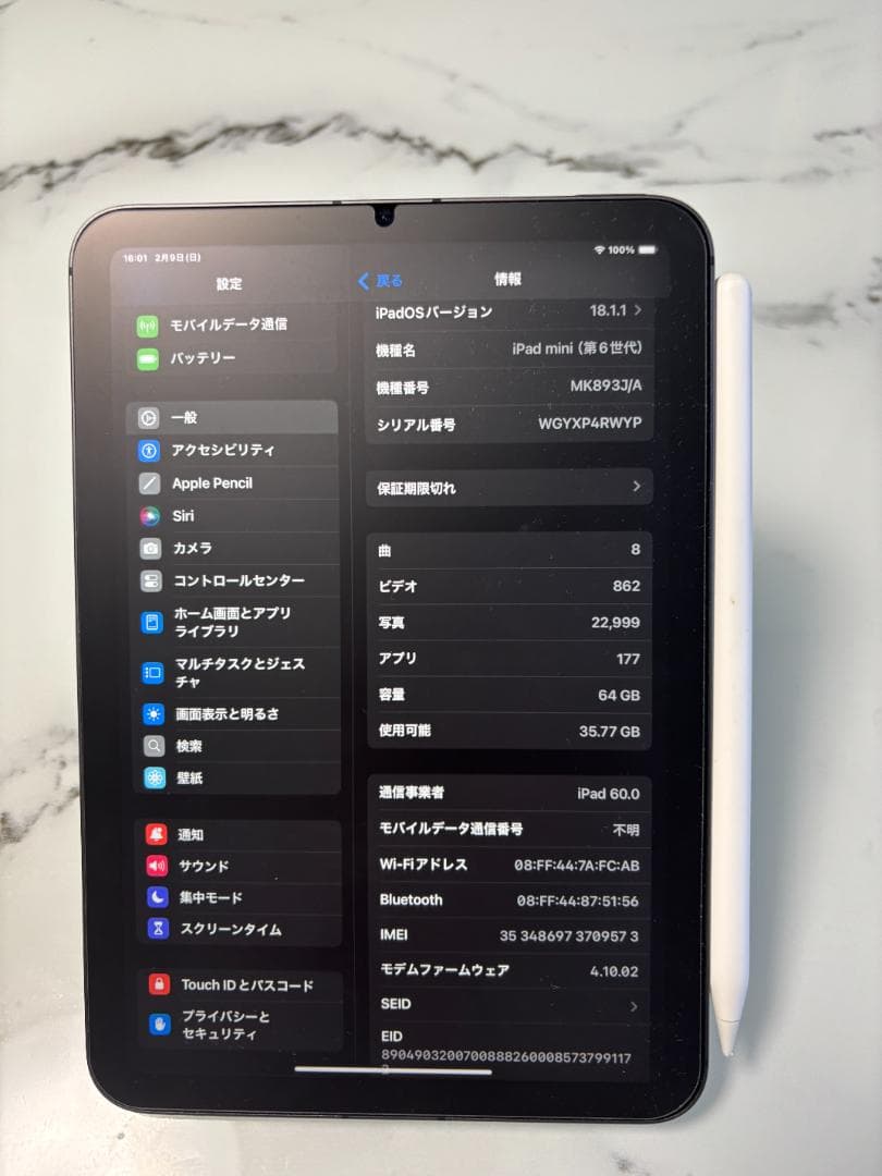 Apple iPad mini 6 SIMフリー + Apple Pencil