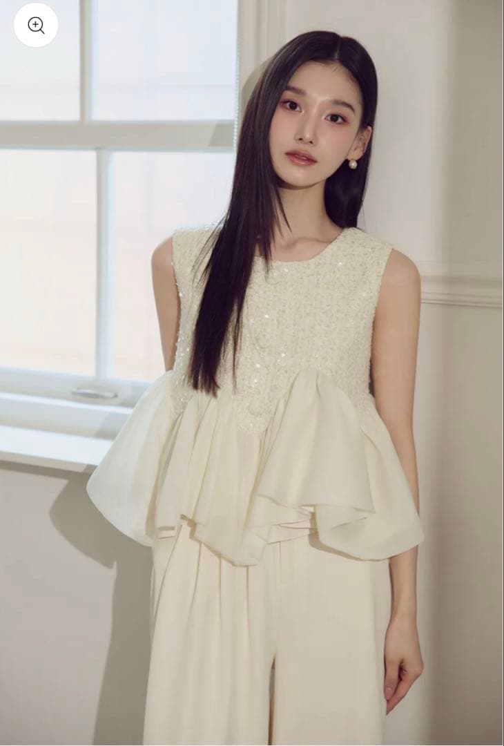 poláura スパークル ツイード ペプラムトップス