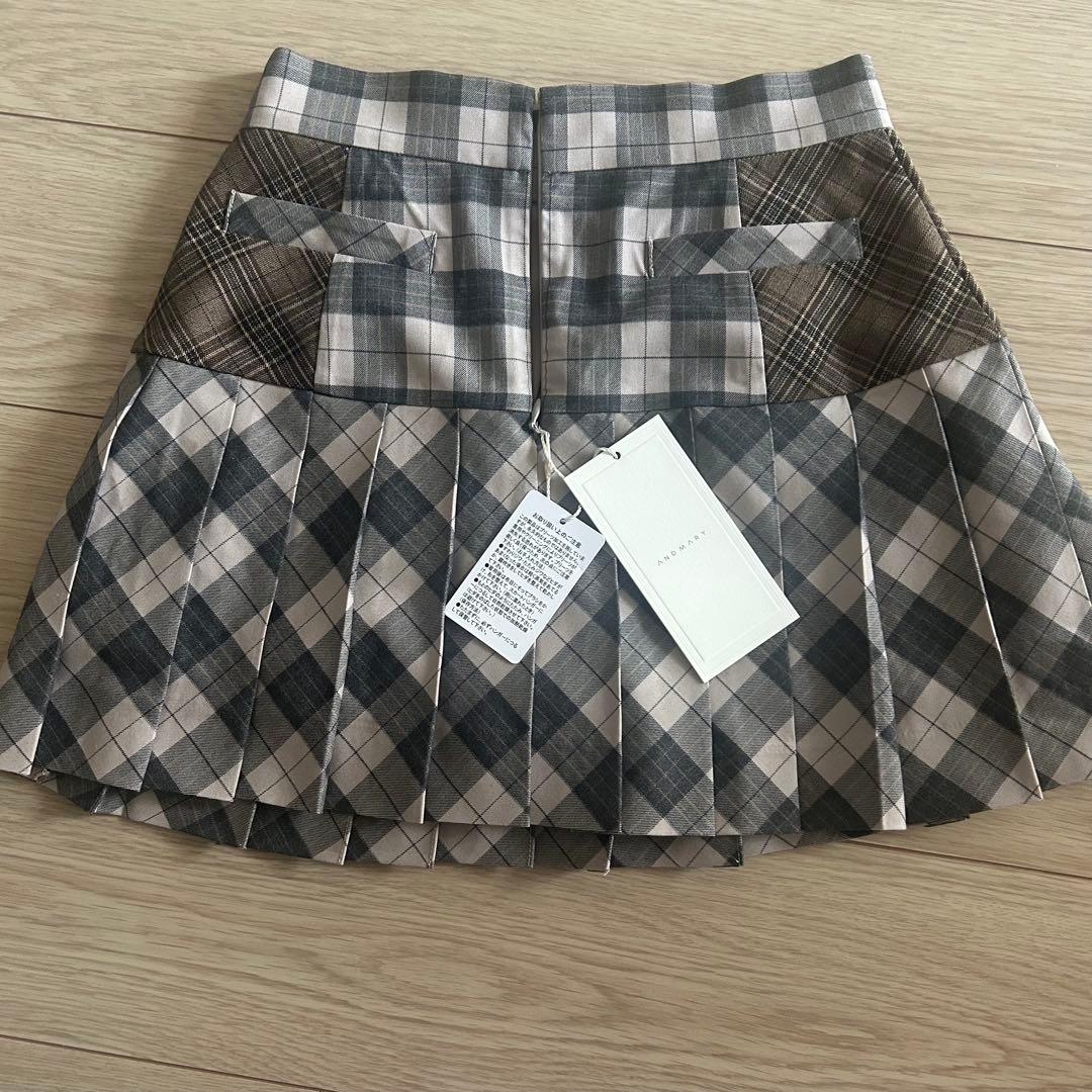 Coco check pleats skirt andmary 新品 タグ付き
