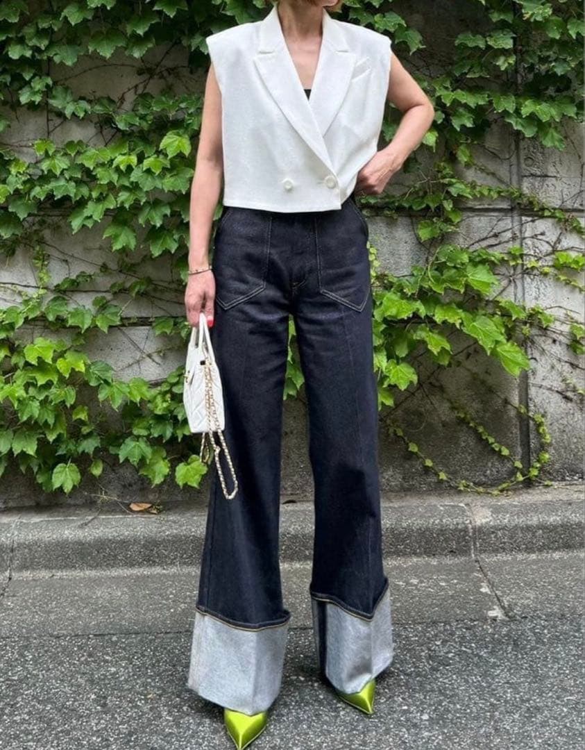 美品　シーニュ　cygne　パワショルショート丈ジレ　Patric　F　ホワイト