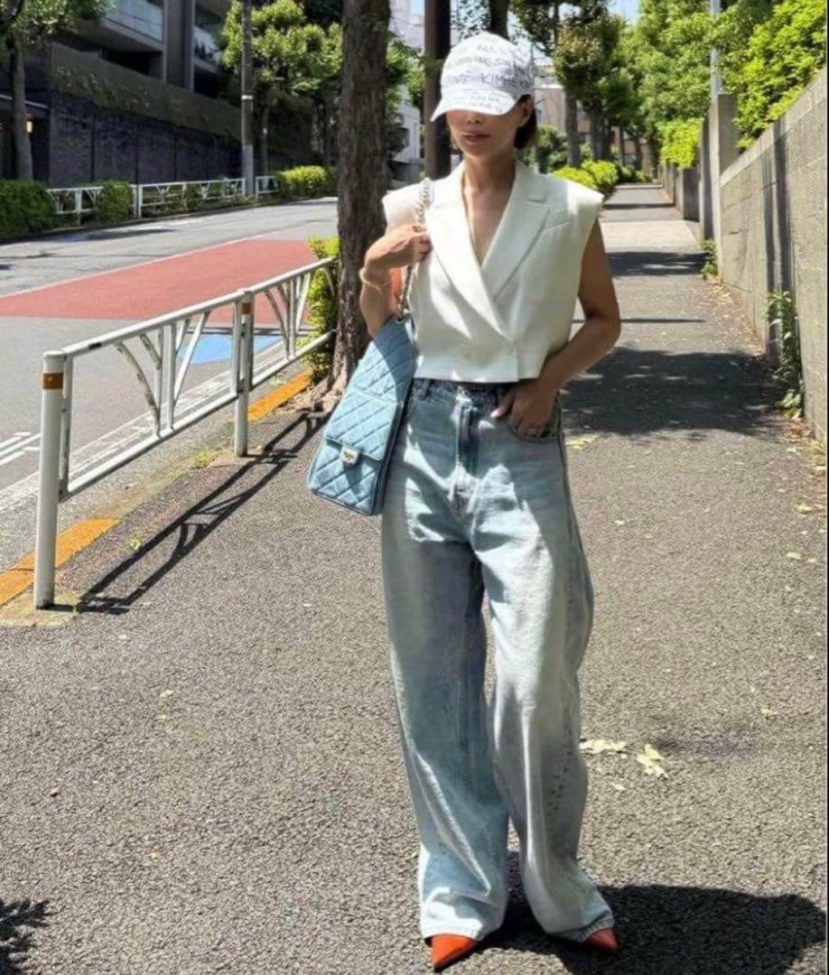 美品　シーニュ　cygne　パワショルショート丈ジレ　Patric　F　ホワイト