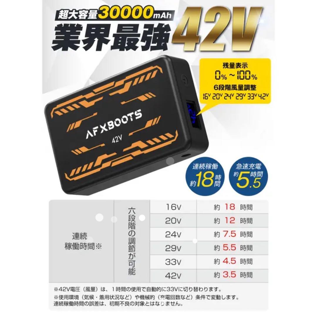 【LABEWVI】空調服用ファンバッテリー42V 30000mAh