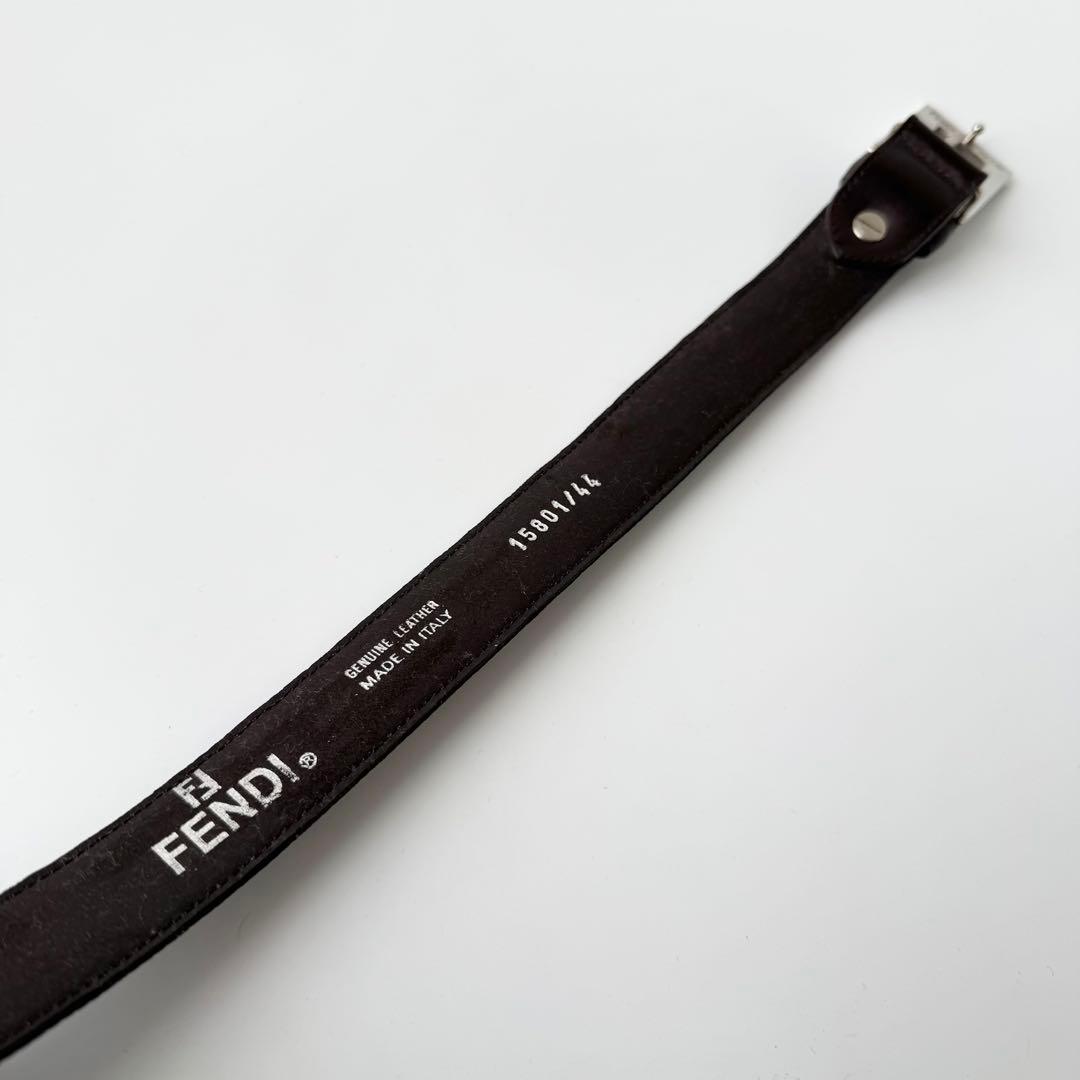 【美品】フェンディ ベルト ズッカ柄 シルバー金具 レザー ブラウン