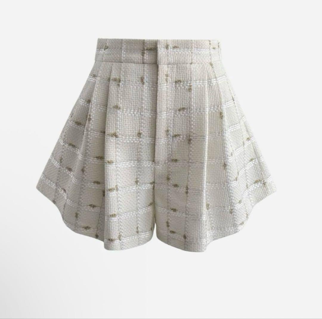 shéller candy check tweed short pants