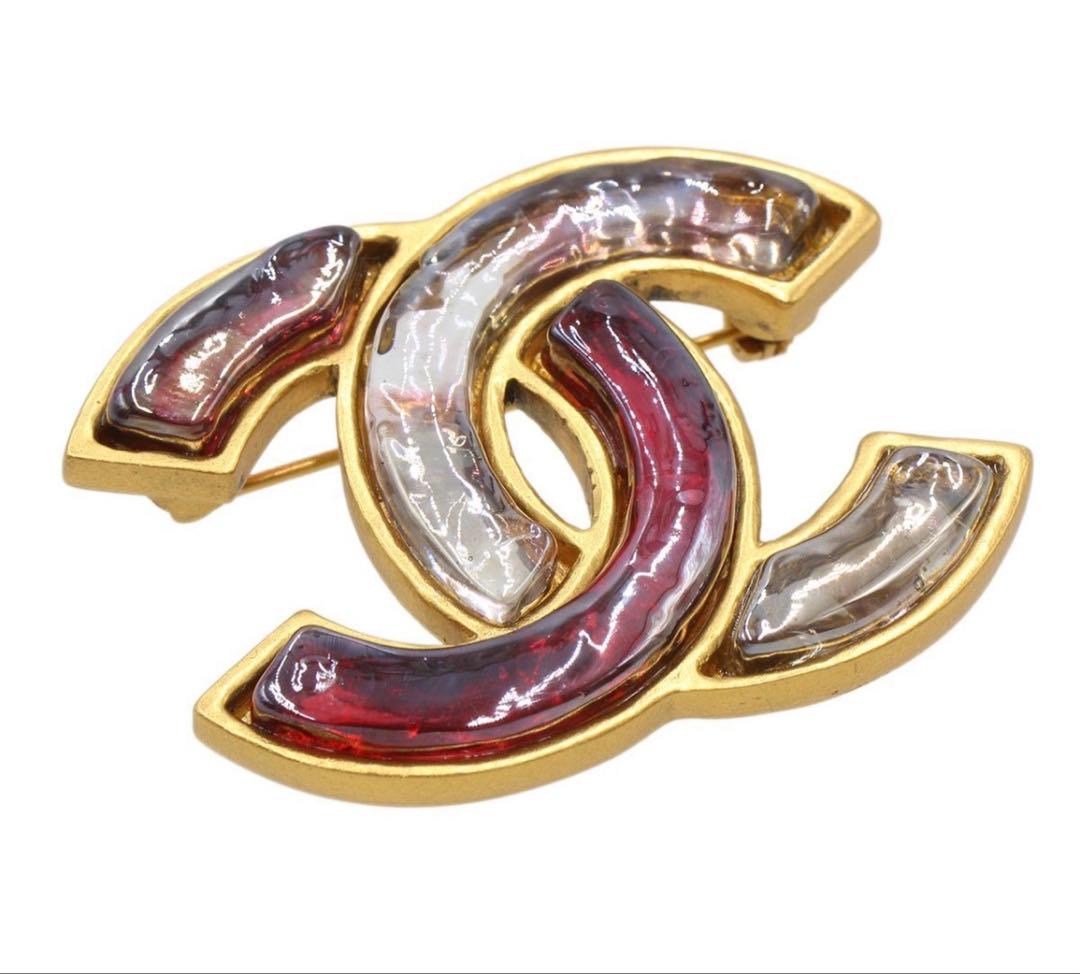 R2831 超美品!! シャネル ココマーク カラーストーン ブローチ