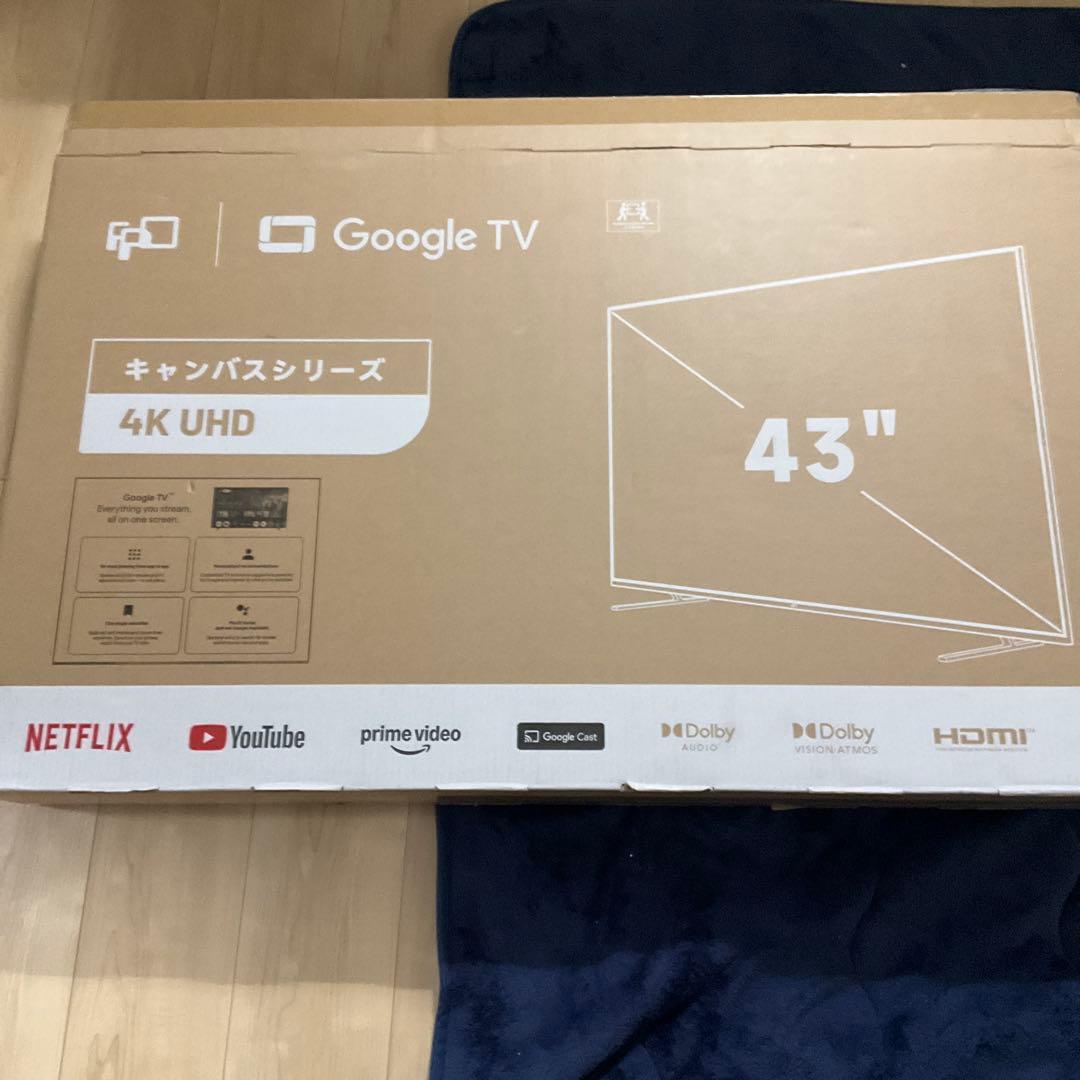 FPD チューナーレステレビ 43インチ 4K Google TV